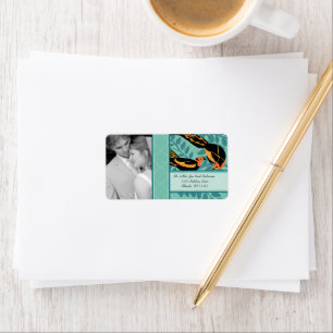 Foto Vintage Art Deco Reiseziel Vogel Muster Adressaufkleber