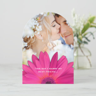 Foto Vintage Damast Rosa Gerbera-Wedding Einladung