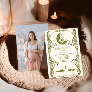 Foto Vintage Himmels Botanische Babyparty Einladung