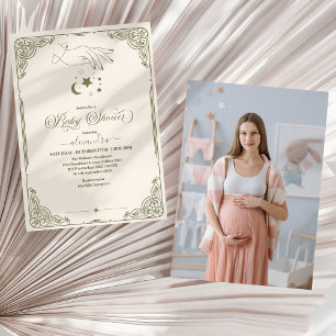 Foto Vintage Himmels Botanische Babyparty Einladung