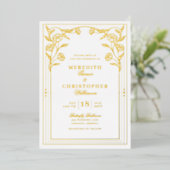 Foto Vintage Wedding Real Gold Folieneinladung (Stehend vorne)