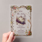 Foto Vintager Bergwald Evergreen Wedding Acryleinladungen (Insitu (Handheld))