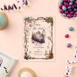 Foto Vintager Bergwald Evergreen Wedding Acryleinladungen