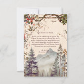 Foto Vintager Bergwald Evergreen Wedding Dankeskarte (Rückseite)