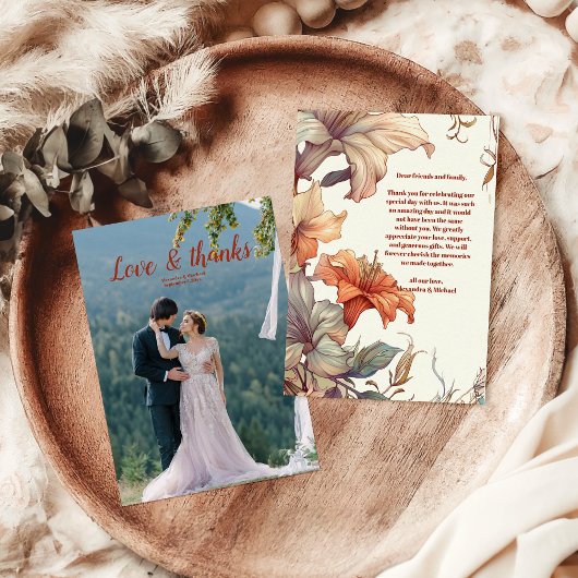 Foto Vintager Blumenstrauß Jugendstil Hochzeit Dankeskarte