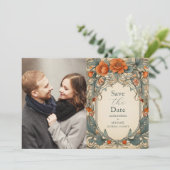 Foto Vintager Blumenstrauß Jugendstil Hochzeit Save The Date (Stehend Vorderseite)