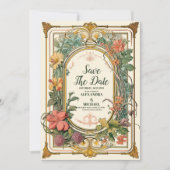 Foto Vintager Blumenstrauß Jugendstil Hochzeit Save The Date (Vorderseite)