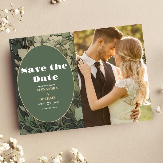 Foto Vintager Blumenstrauß Jugendstil Hochzeit Save The Date