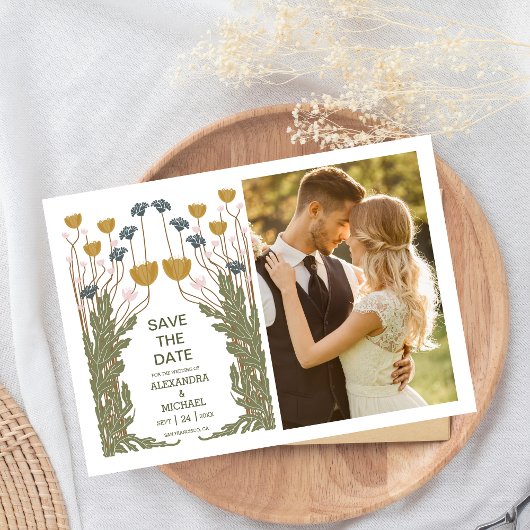 Foto Vintager Blumenstrauß Jugendstil Hochzeit Save The Date