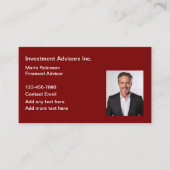 Foto-Visitenkarte des beruflichen Finanzberaters Visitenkarte (Vorderseite)