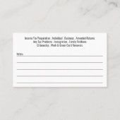 Foto-Visitenkarte für die Steuervorbereitung Visitenkarte (Rückseite)