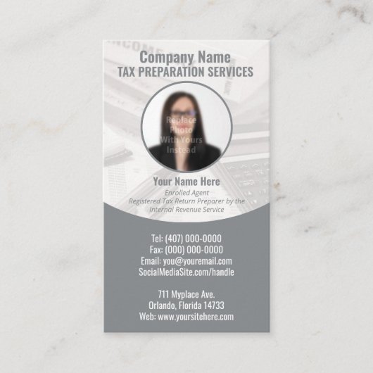 Foto-Visitenkarte für die Steuervorbereitung Visitenkarte (Vorderseite)