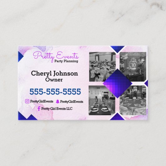 Foto-Visitenkarte für Party-Planer Visitenkarte (Vorderseite)