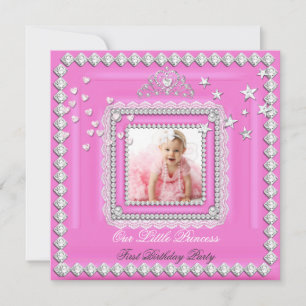 Foto vom ersten Geburtstag einer kleinen Prinzessi Einladung