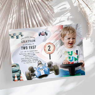 Foto vom Kindergeburtstag mit Rennwagen-Thema zum  Einladung