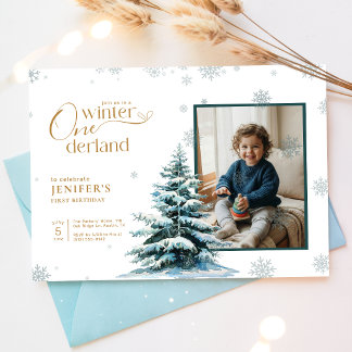 Foto vom Kleinkind Winter Onederland Erste Geburts Einladung