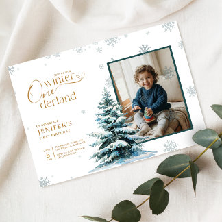 Foto vom Kleinkind Winter Onederland Erste Geburts Einladung