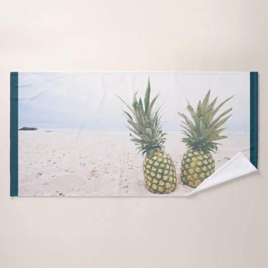 Foto von 2 Ananas am Strand Badhandtuch Set (Badehandtuch)