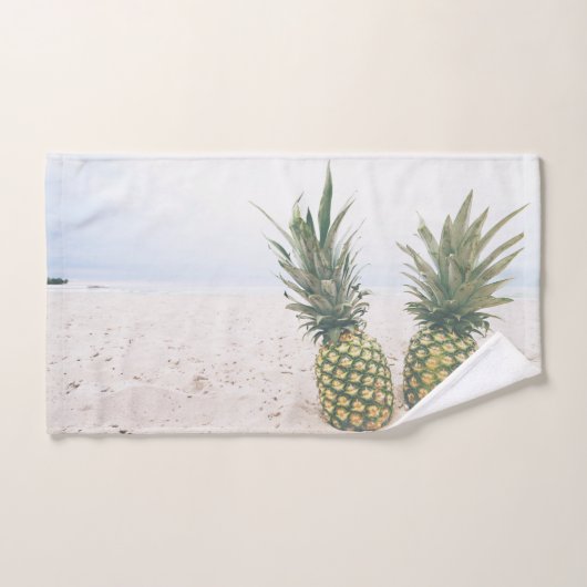 Foto von 2 Ananas am Strand Badhandtuch Set (Handtuch)