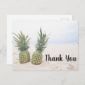 Foto von 2 Ananas am Strand Danke Postkarte (Vorne/Hinten)