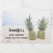 Foto von 2 Ananas am Strand Danke Schaumweinetikett (Einzelnes Label)