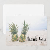 Foto von 2 Ananas am Strand Dankeskarte (Vorne/Hinten)