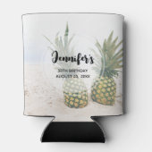 Foto von 2 Ananas am Strand Geburtstag Dosenkühler (Rückseite)