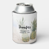 Foto von 2 Ananas am Strand Geburtstag Dosenkühler (Kanne Rückseite)