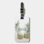 Foto von 2 Ananas am Strand Gepäckanhänger (Vorderseite vertikal)
