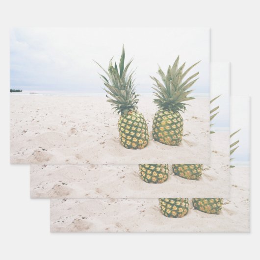 Foto von 2 Ananas am Strand Geschenkpapier Set (Set)