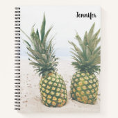 Foto von 2 Ananas am Strand Notizblock (Vorderseite)