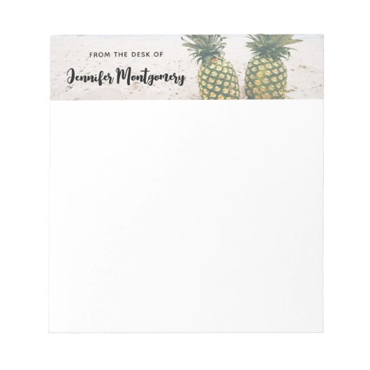 Foto von 2 Ananas am Strand Notizblock (Vorderseite)