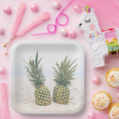 Foto von 2 Ananas am Strand Pappteller (Party)