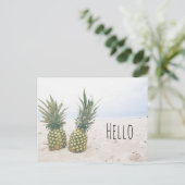 Foto von 2 Ananas am Strand Postkarte (Stehend Vorderseite)