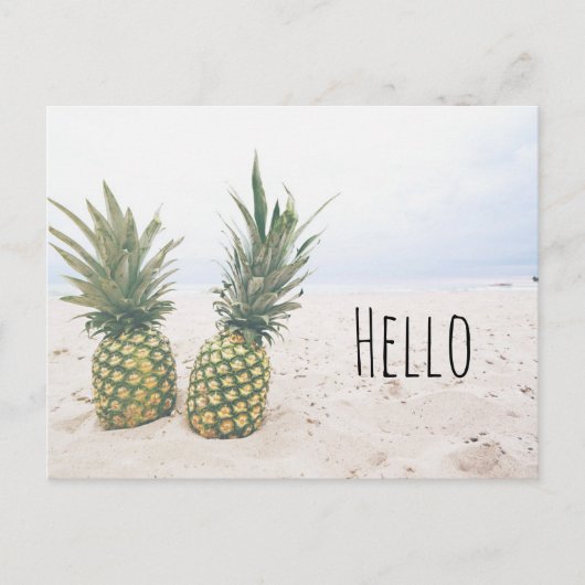 Foto von 2 Ananas am Strand Postkarte (Vorderseite)