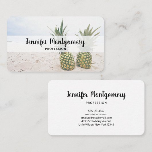 Foto von 2 Ananas am Strand Visitenkarte (Vorne/Hinten)