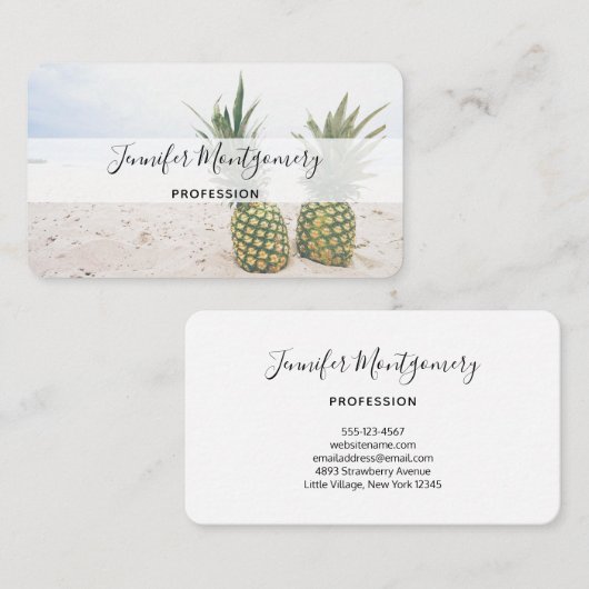 Foto von 2 Ananas am Strand Visitenkarte (Vorne/Hinten)