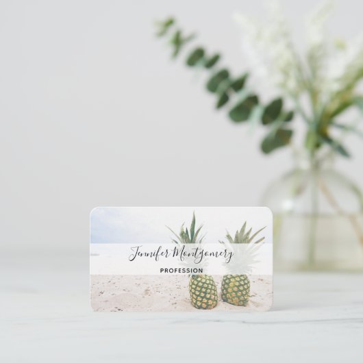 Foto von 2 Ananas am Strand Visitenkarte (Stehend Vorderseite)
