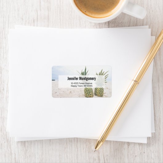 Foto von 2 Ananas an einer Strandadresse Adressaufkleber (Insitu)