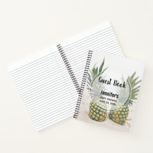 Foto von 2 Ananas auf einem Strand-Gästebuch Notizblock