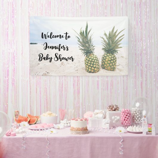 Foto von 2 Ananas auf einer Beach Baby Dusche Banner (Party)