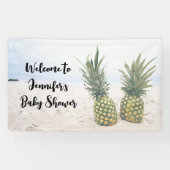 Foto von 2 Ananas auf einer Beach Baby Dusche Banner (Horizontal)