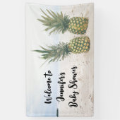 Foto von 2 Ananas auf einer Beach Baby Dusche Banner (Vertikal)