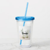 Foto von 2 Ananas auf einer Beach Monogramm Acryltrinkbecher (Rückseite)