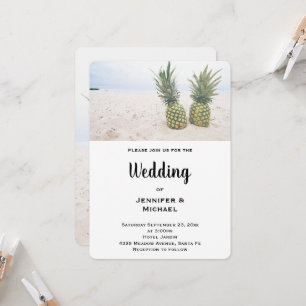 Foto von 2 Ananas auf einer Hochzeit am Strand Einladung