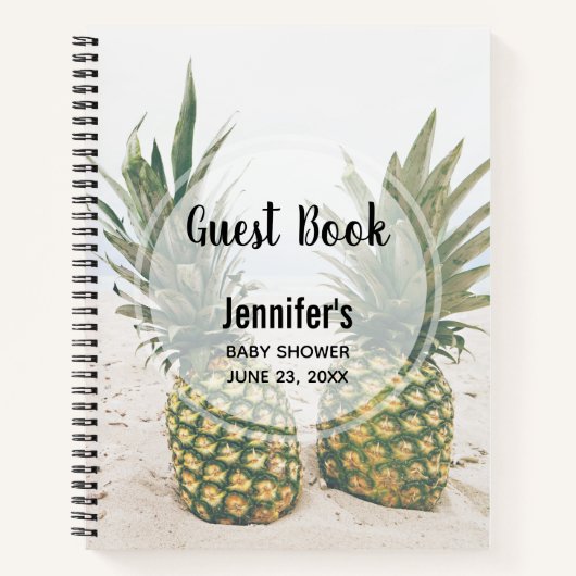 Foto von 2 Ananas in einem Beach Guest Book Notizblock (Vorderseite)
