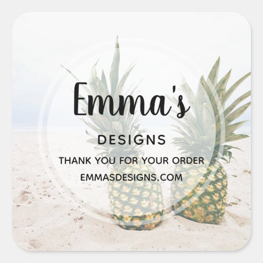 Foto von 2 Ananas in einem Strandgeschäft Quadratischer Aufkleber (Vorderseite)