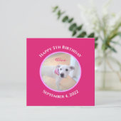 Foto von Adorable Puppy Dog mit scharf rosa Scarf Einladung (Stehend Vorderseite)