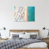 Foto von Aerial Beach, Regenschirme am Sandstrand Leinwanddruck (Insitu (Schlafzimmer))