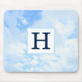 Foto von Blue Sky Eleganter Single Initial Mousepad (Vorne)